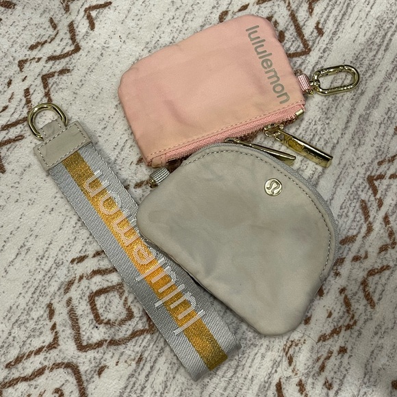 lululemon athletica Accessories - Lululemon Pink and Gray Coin Pouches with Strap Mystery Bundle